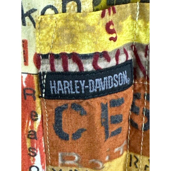 Harley-Davidson Mens All Over Print Graphic Button-Up Shirt Medium 100% Rayon - Picture 3 of 5